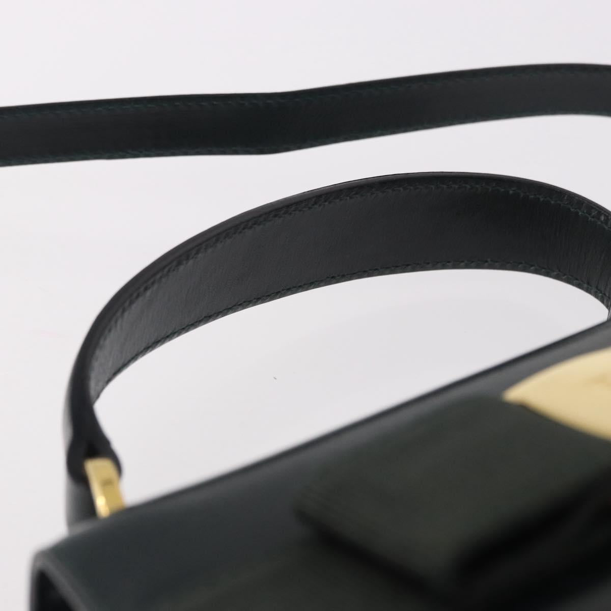 Salvatore Ferragamo Vala Hand Bag Leather 2way Green Gold Auth 191369A