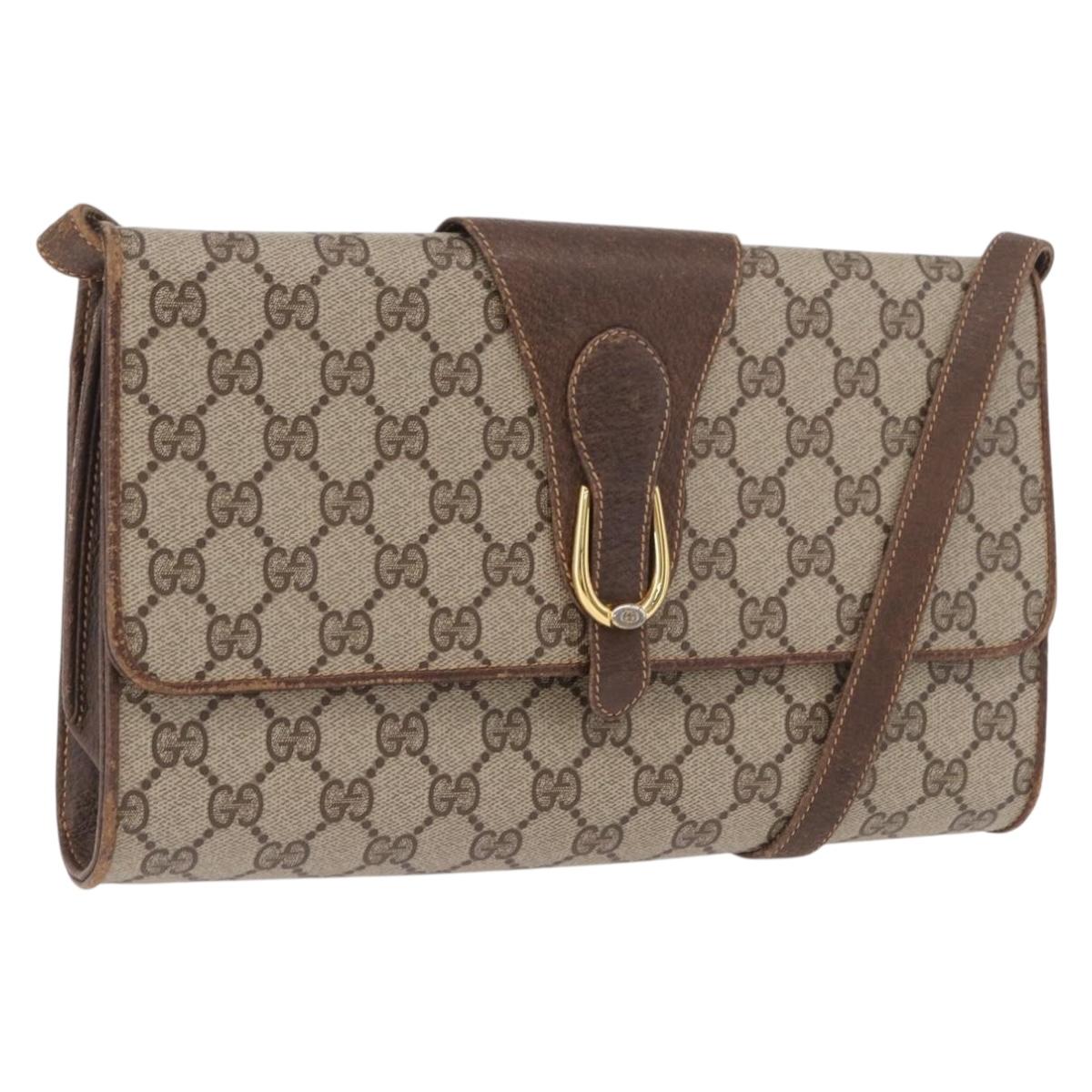 GUCCI GG Supreme Shoulder Bag PVC Beige Gold 904 02 050 Auth 191371