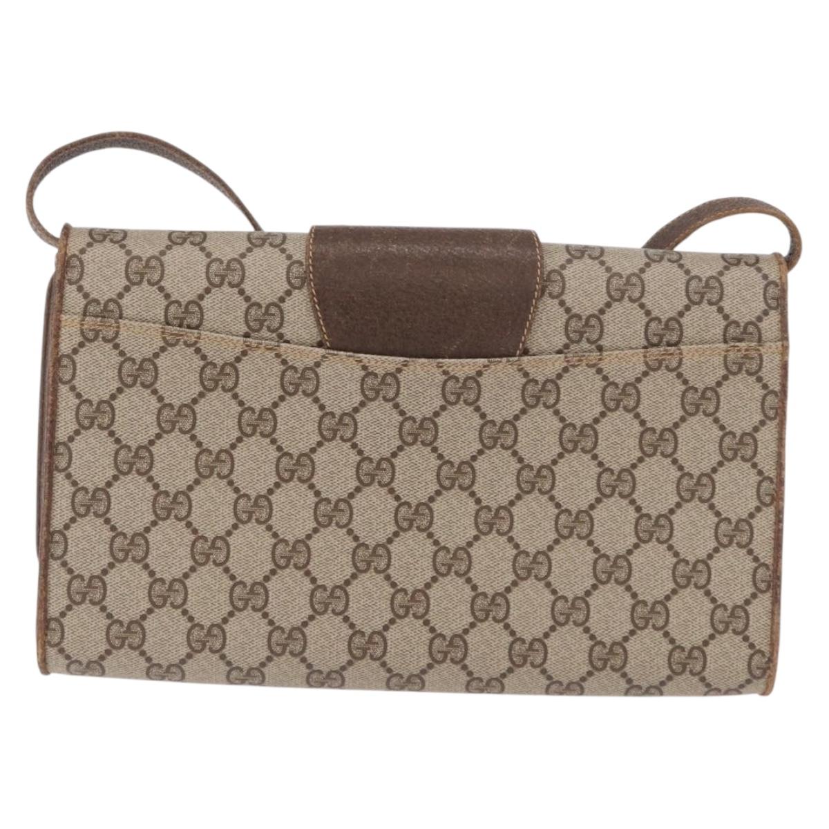 GUCCI GG Supreme Shoulder Bag PVC Beige Gold 904 02 050 Auth 191371