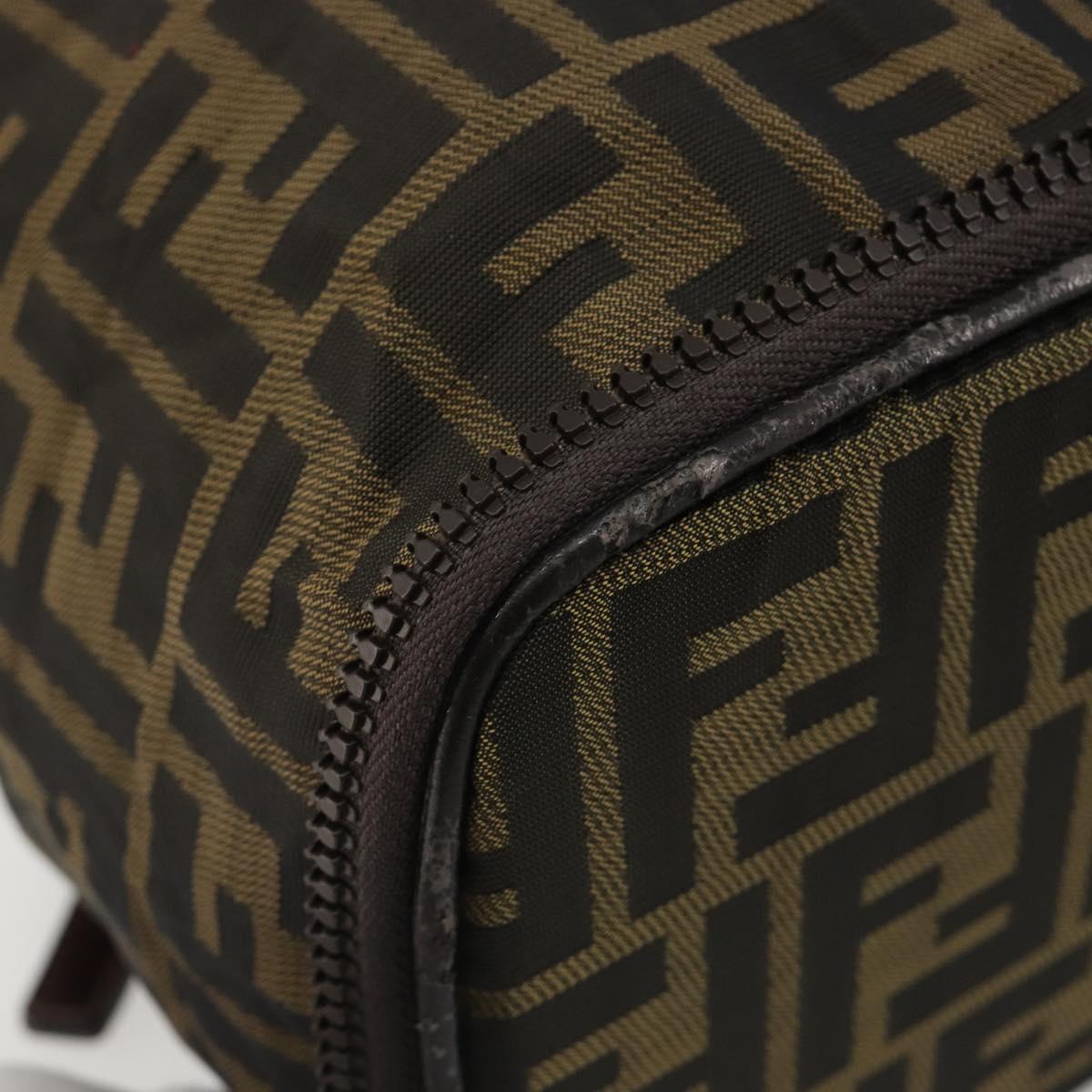 FENDI Zucca Canvas Vanity Hand Bag Black Brown Auth 191374