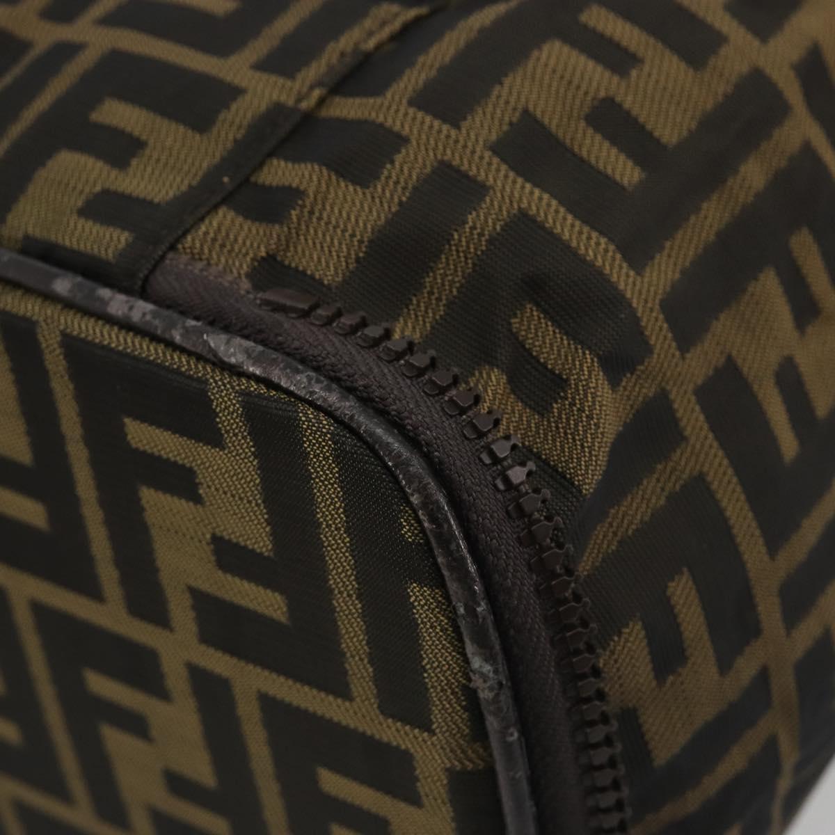 FENDI Zucca Canvas Vanity Hand Bag Black Brown Auth 191374