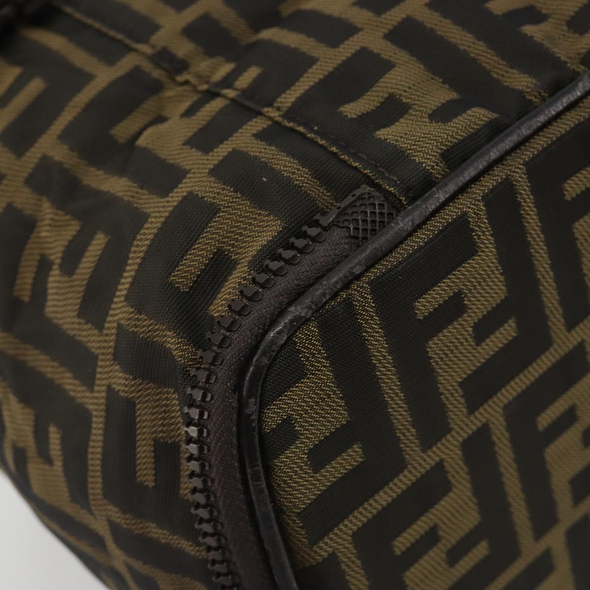 FENDI Zucca Canvas Vanity Hand Bag Black Brown Auth 191374