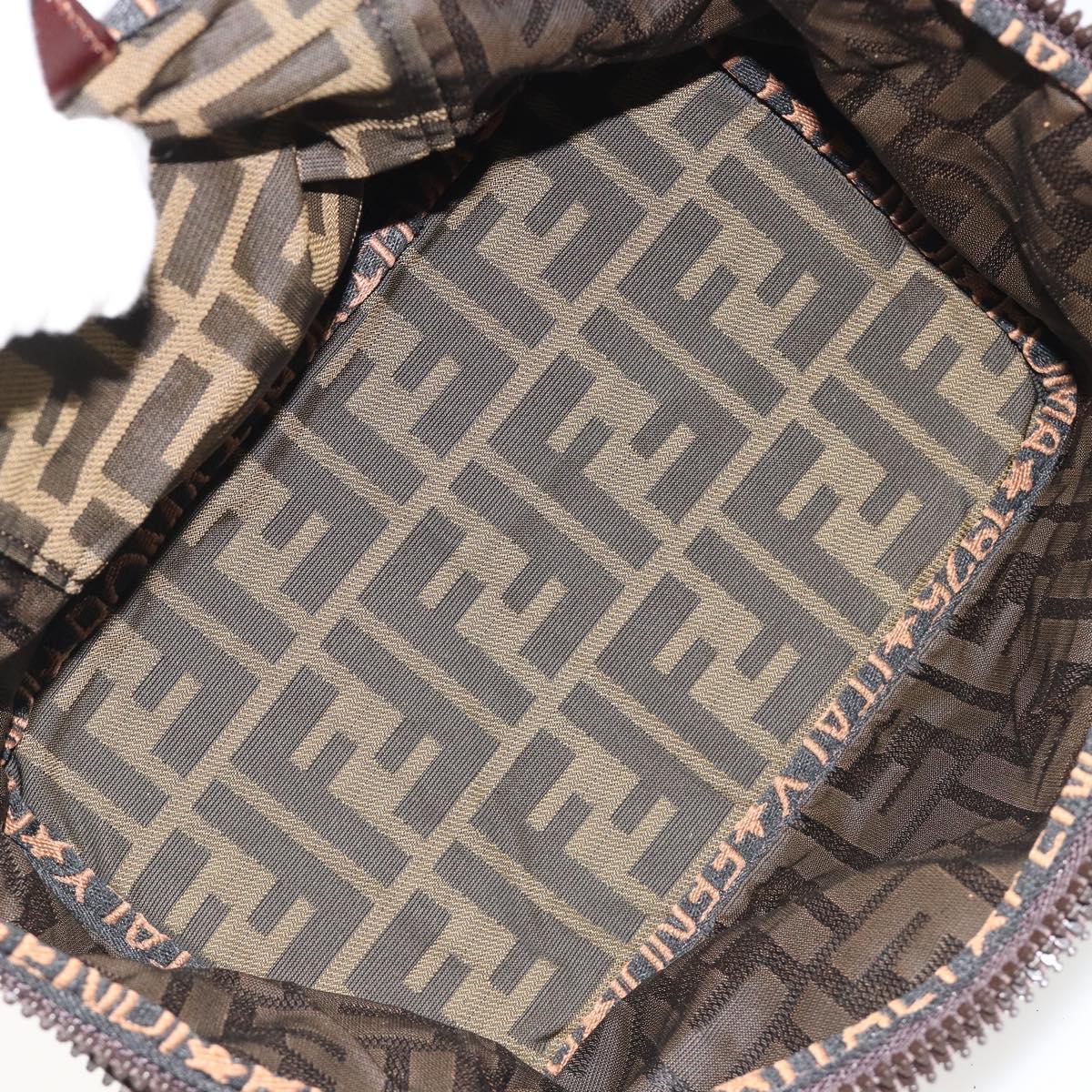 FENDI Zucca Canvas Vanity Hand Bag Black Brown Auth 191374