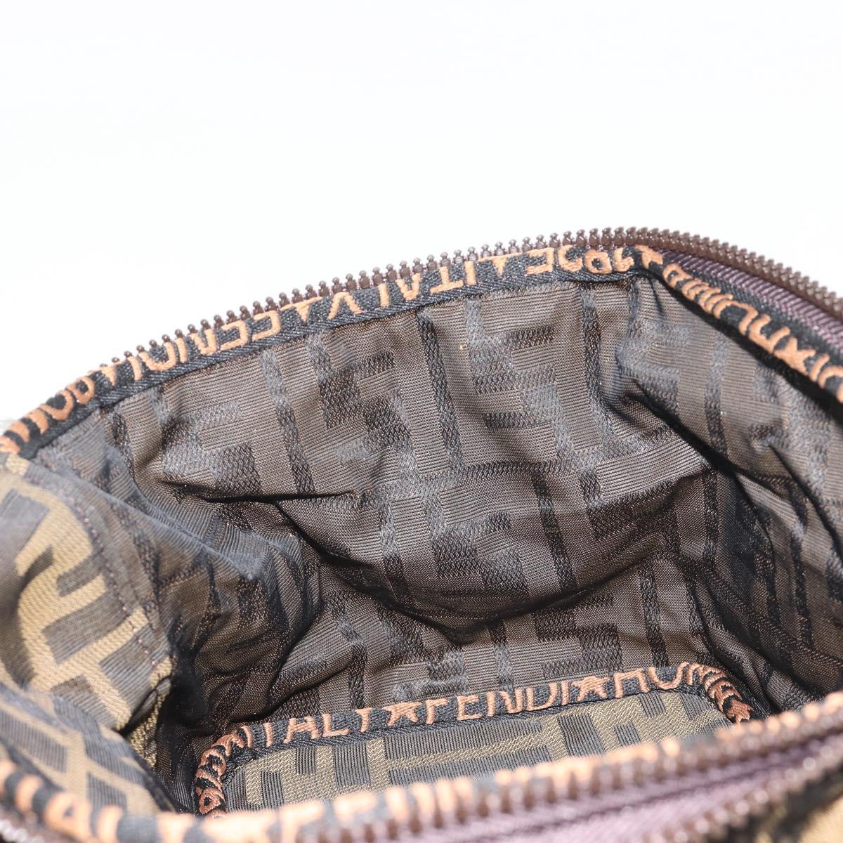 FENDI Zucca Canvas Vanity Hand Bag Black Brown Auth 191374