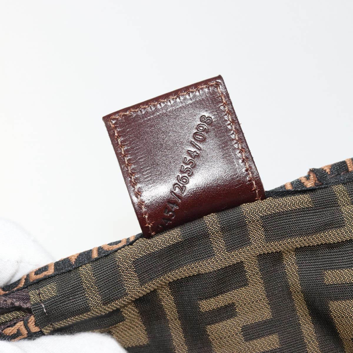FENDI Zucca Canvas Vanity Hand Bag Black Brown Auth 191374