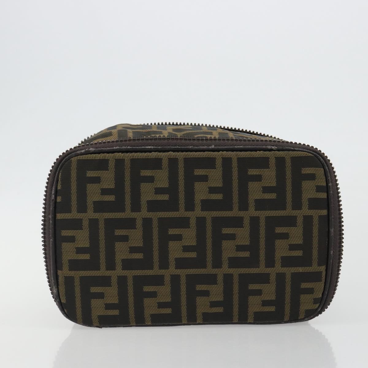 FENDI Zucca Canvas Vanity Hand Bag Black Brown Auth 191374