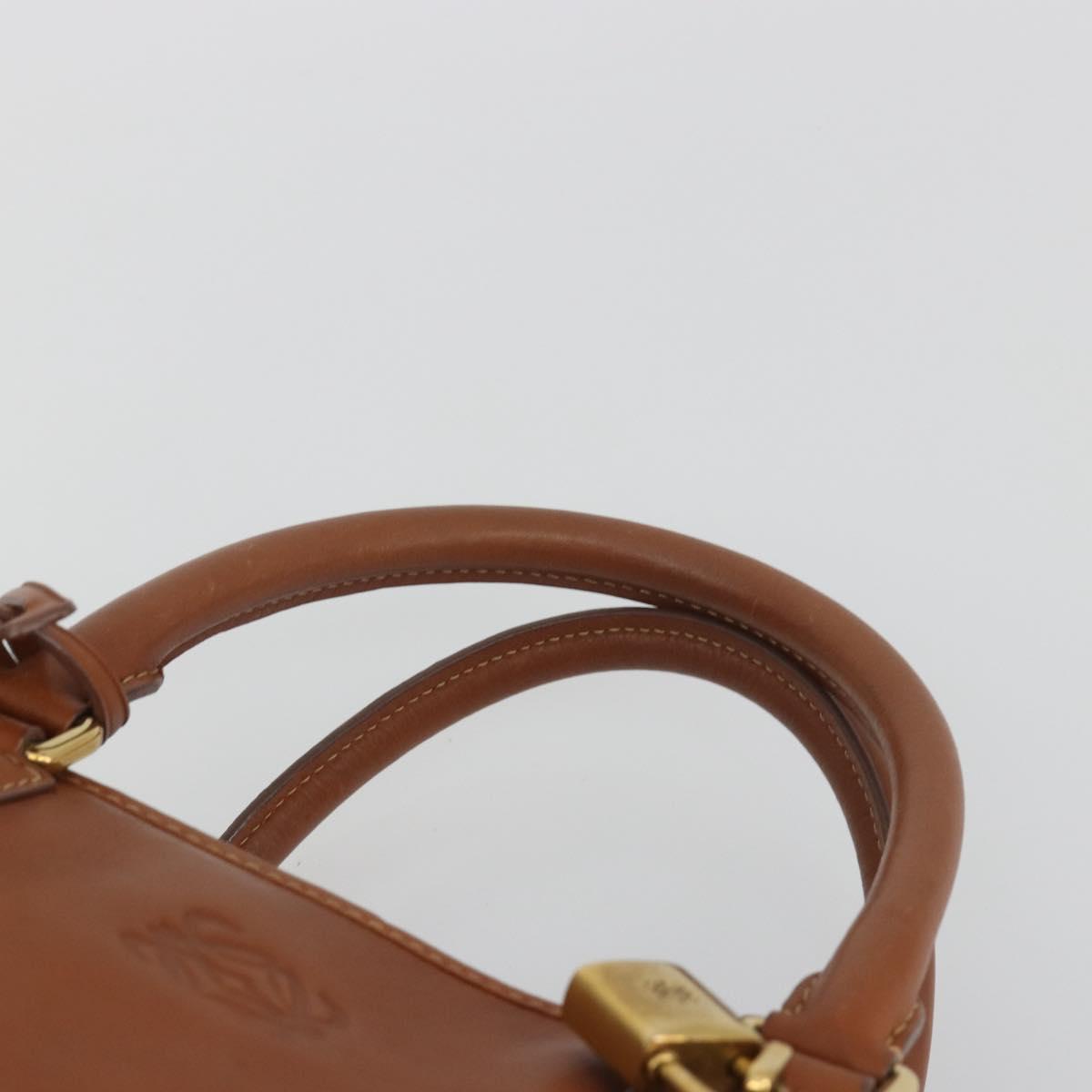 LOEWE Amazona 36 Hand Bag Leather Brown Gold Auth 191377V