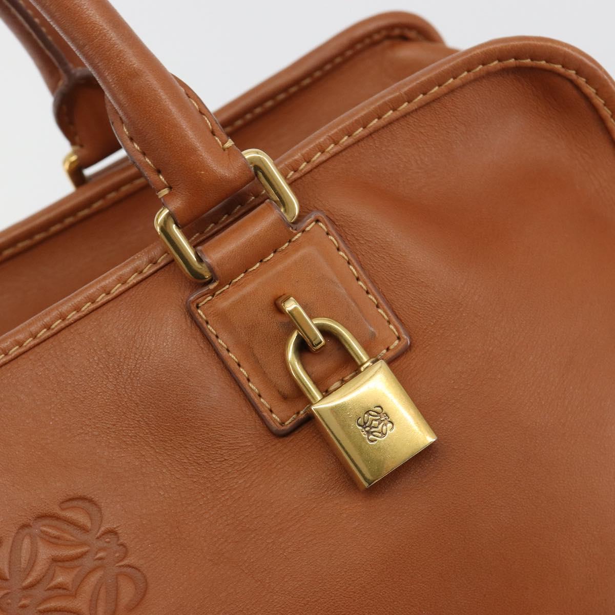 LOEWE Amazona 36 Hand Bag Leather Brown Gold Auth 191377V