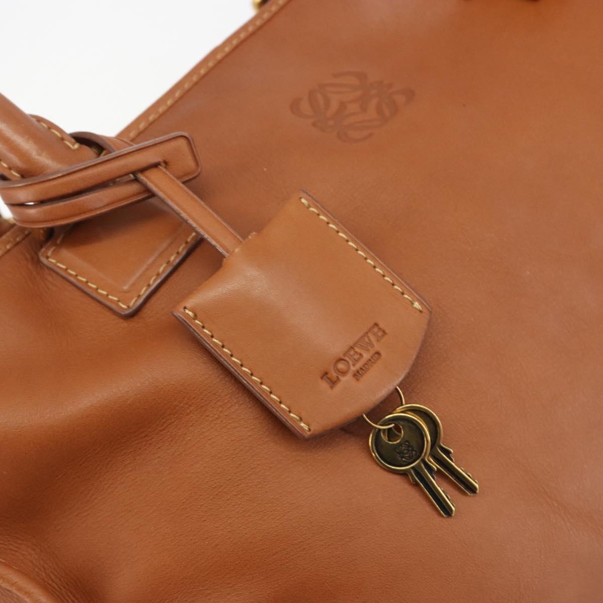 LOEWE Amazona 36 Hand Bag Leather Brown Gold Auth 191377V