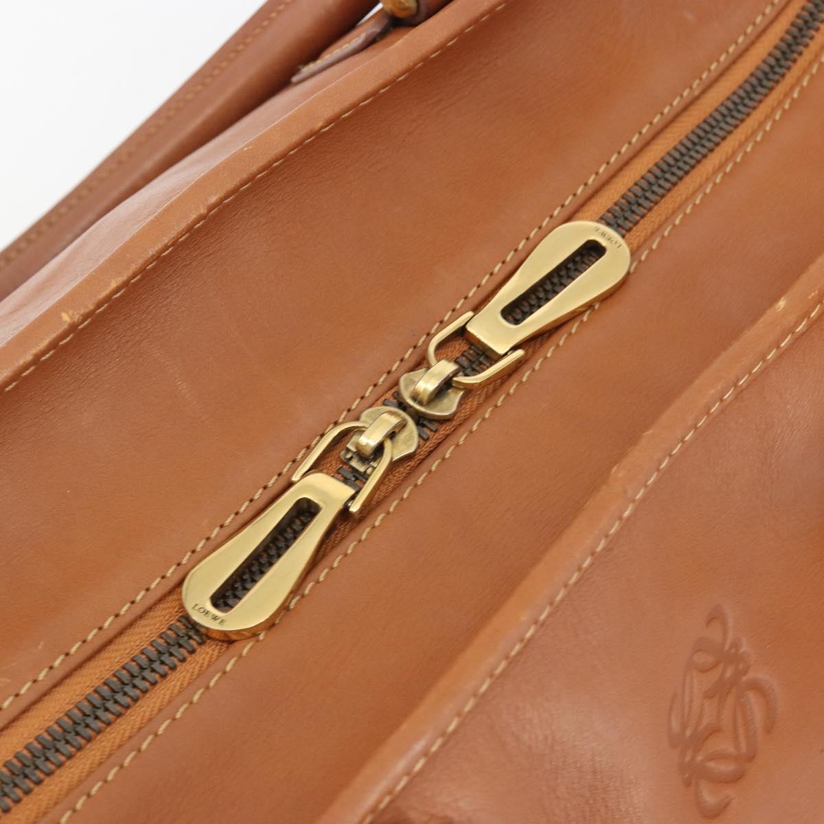 LOEWE Amazona 36 Hand Bag Leather Brown Gold Auth 191377V