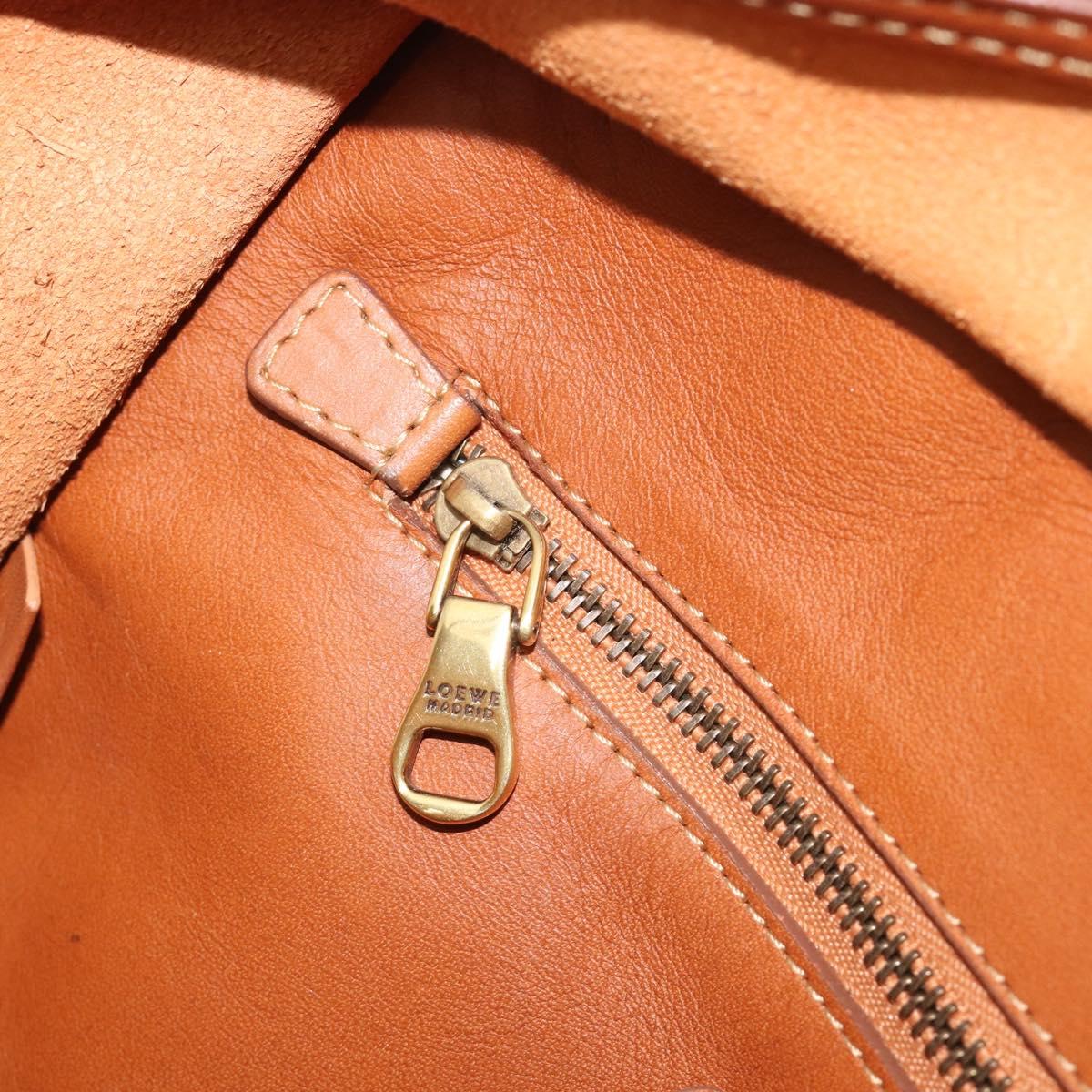 LOEWE Amazona 36 Hand Bag Leather Brown Gold Auth 191377V