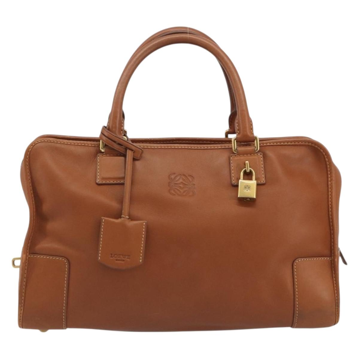 LOEWE Amazona 36 Hand Bag Leather Brown Gold Auth 191377V