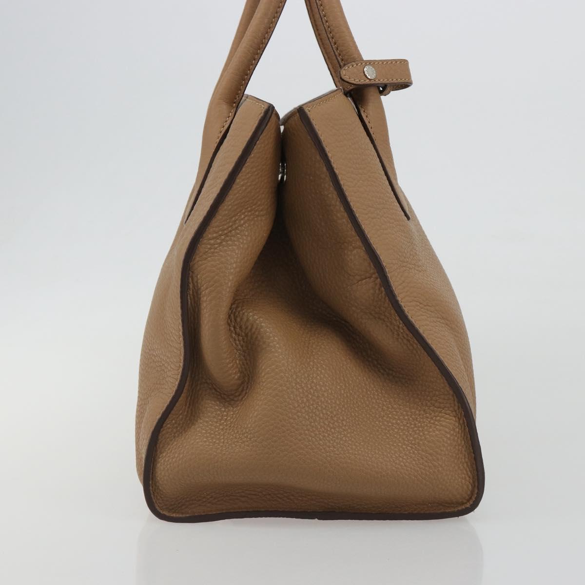 PRADA Hand Bag Vittero Dino Leather Beige Silver Auth 191378V