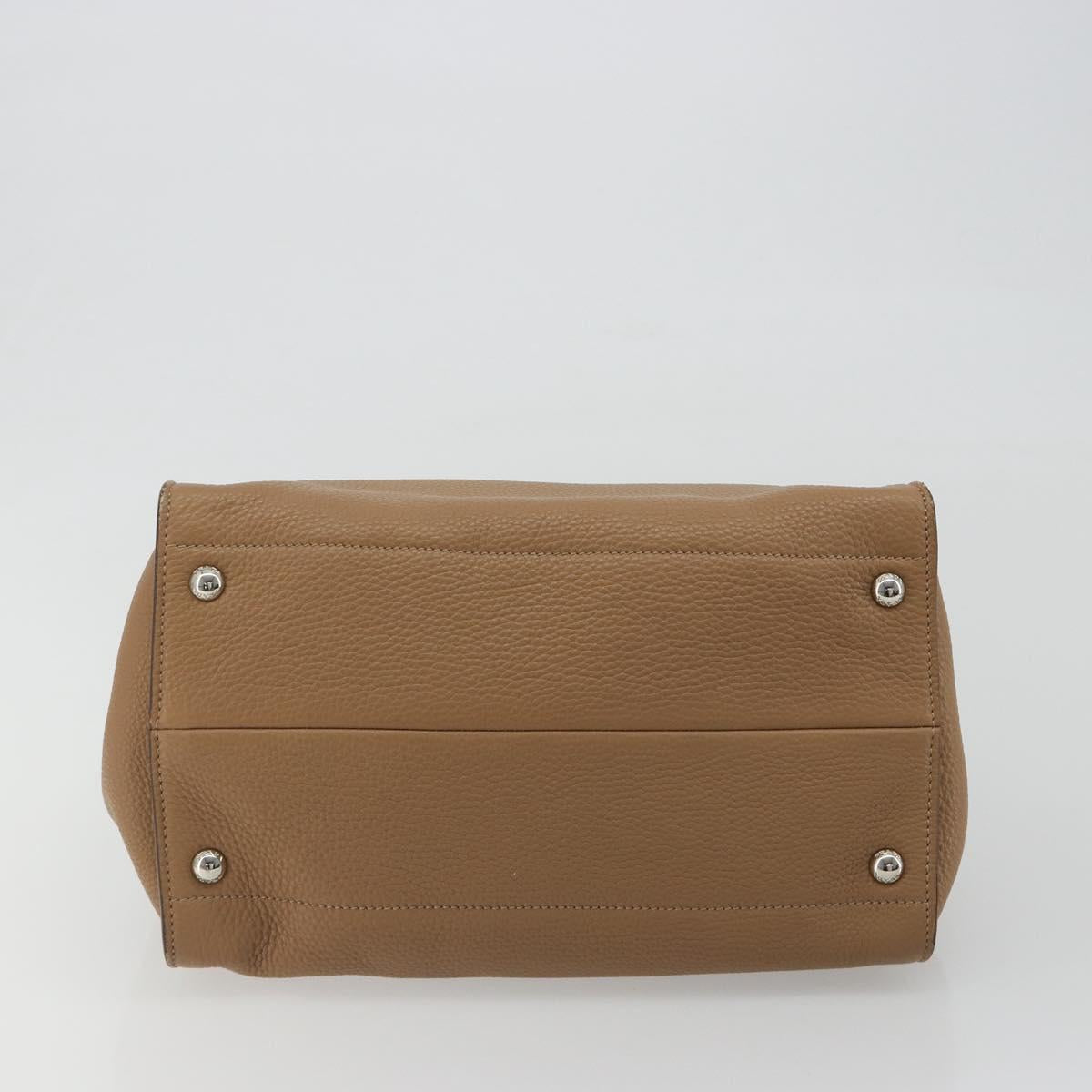 PRADA Hand Bag Vittero Dino Leather Beige Silver Auth 191378V