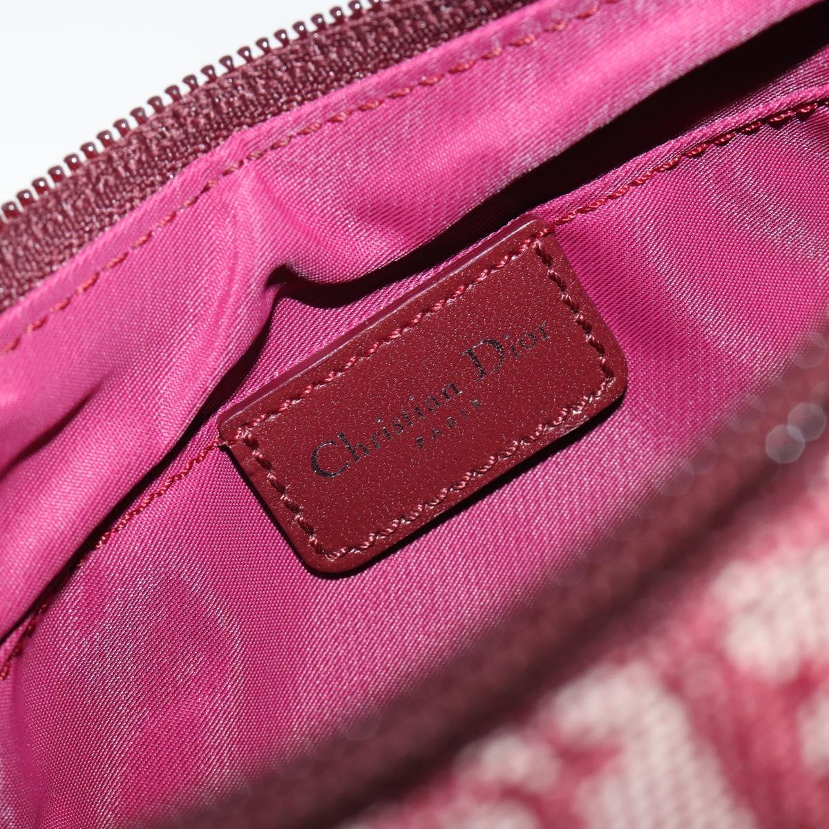 Christian Dior Trotter Canvas Accessory Pouch Red Silver Auth 191379SAV