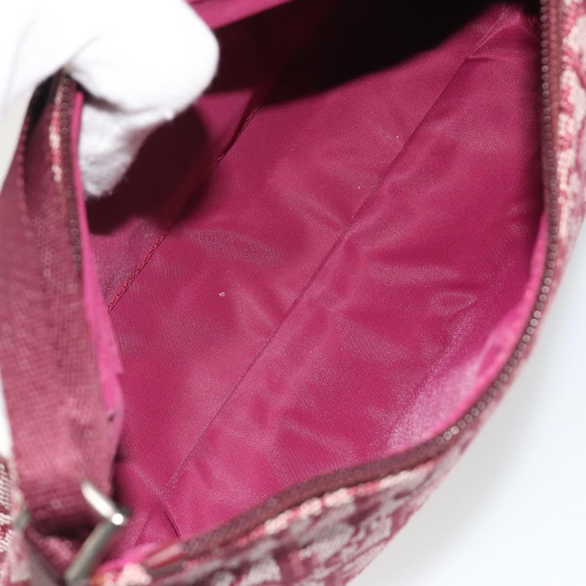 Christian Dior Trotter Canvas Accessory Pouch Red Silver Auth 191379SAV