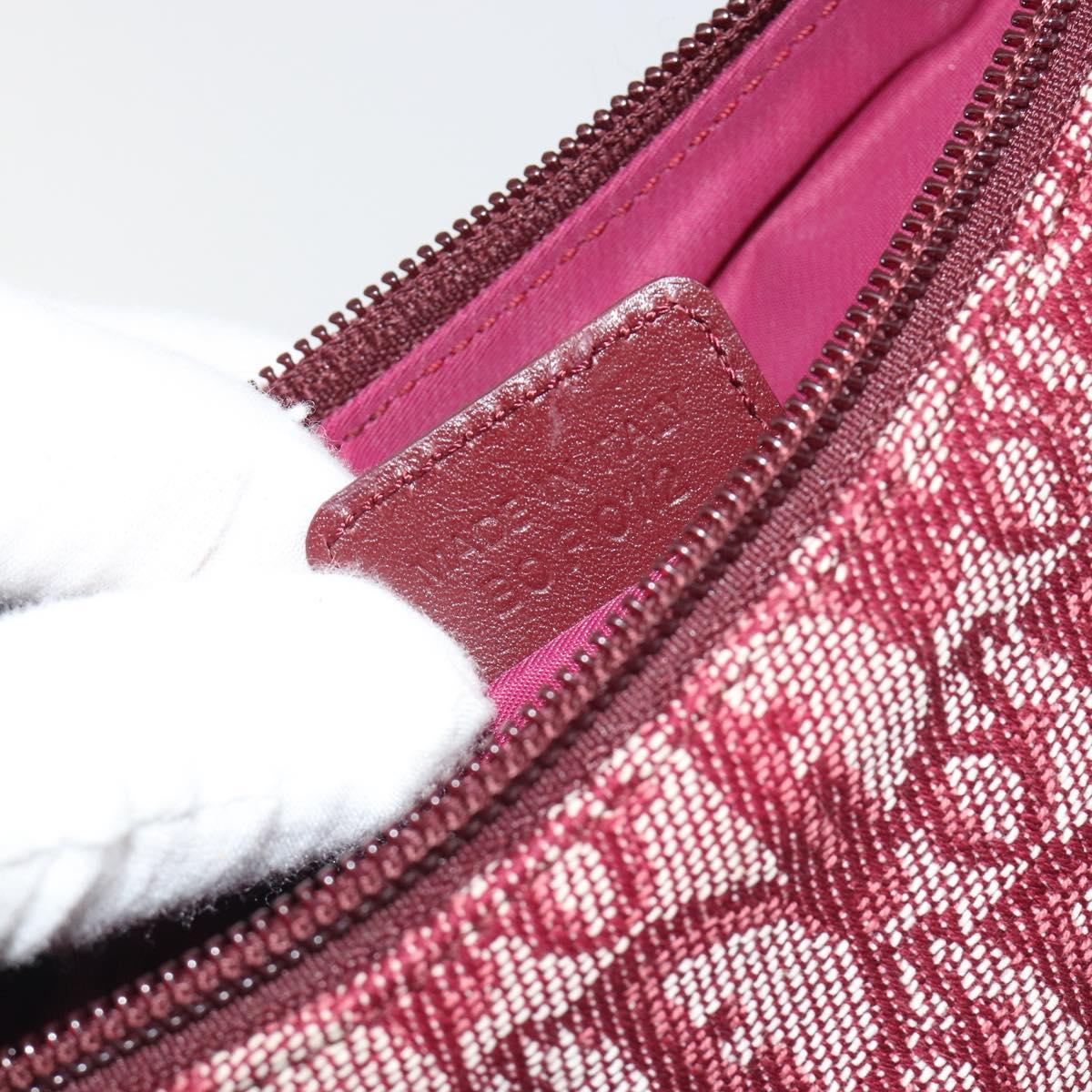 Christian Dior Trotter Canvas Accessory Pouch Red Silver Auth 191379SAV