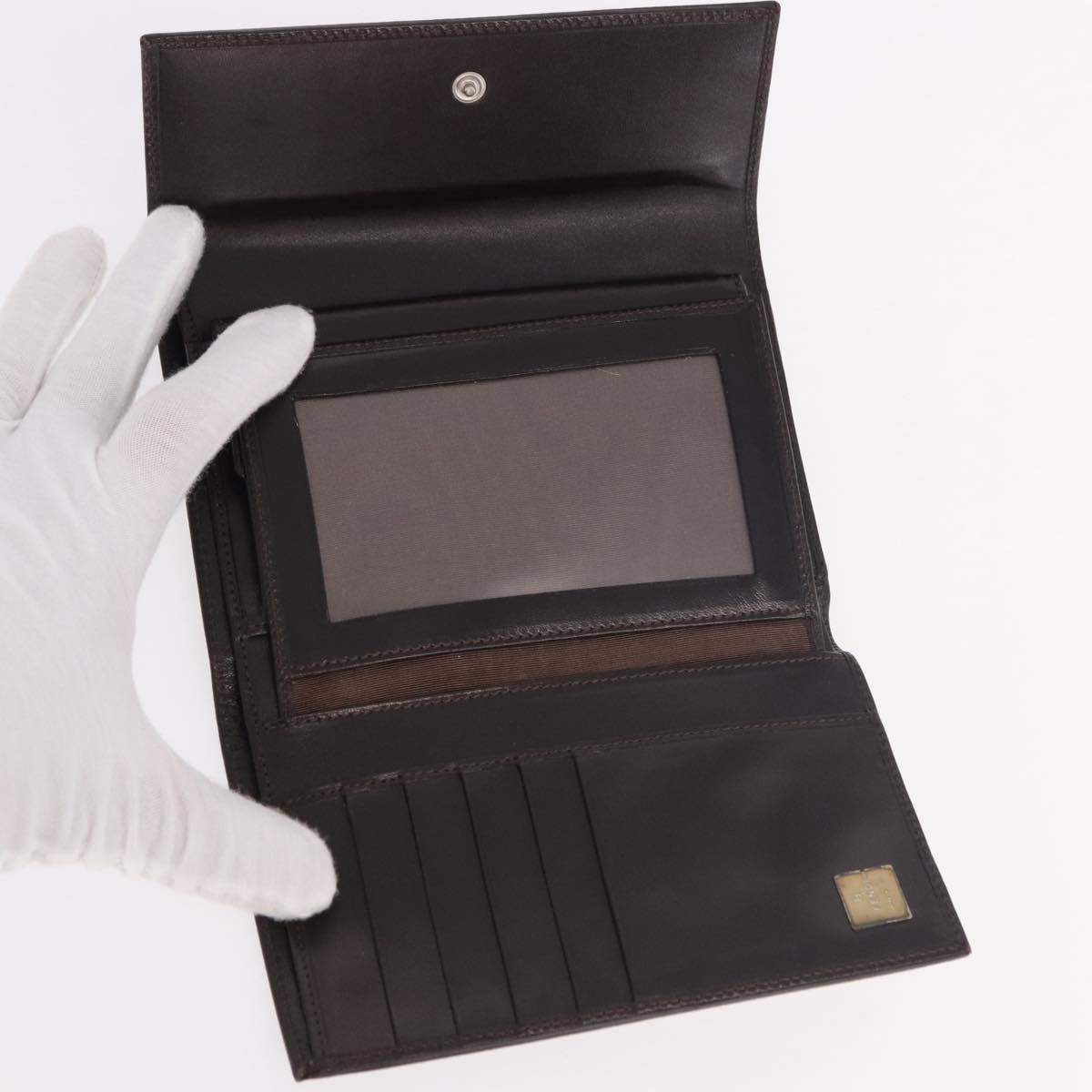 FENDI Zucca Canvas Wallet Black Brown Auth 191381V