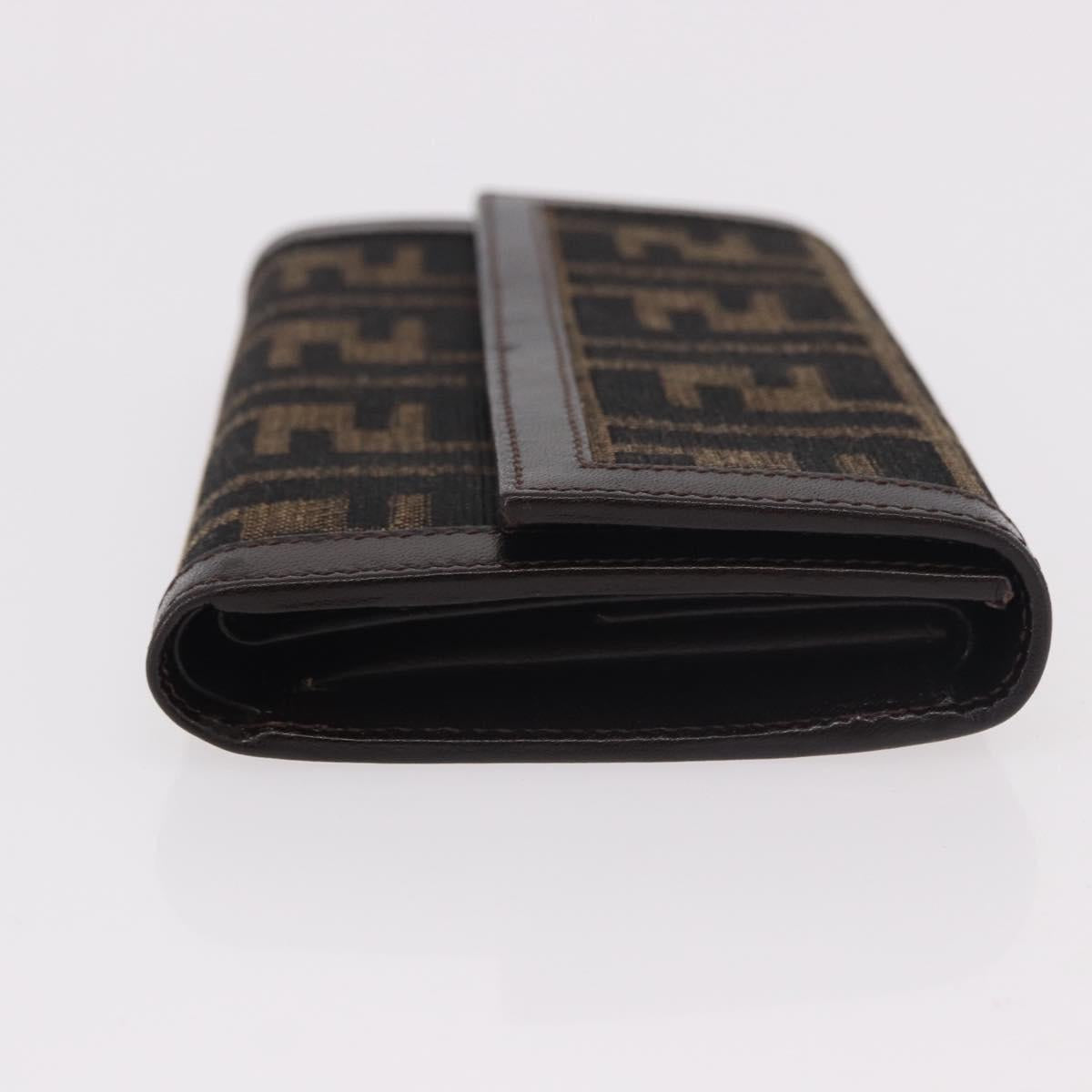 FENDI Zucca Canvas Wallet Black Brown Auth 191381V