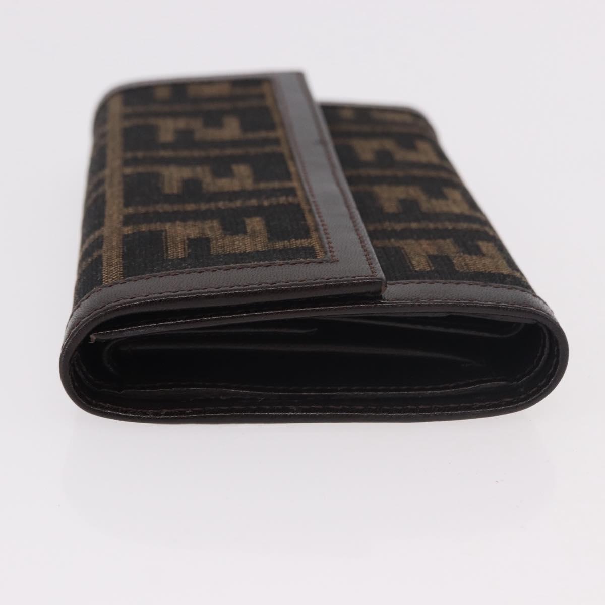 FENDI Zucca Canvas Wallet Black Brown Auth 191381V