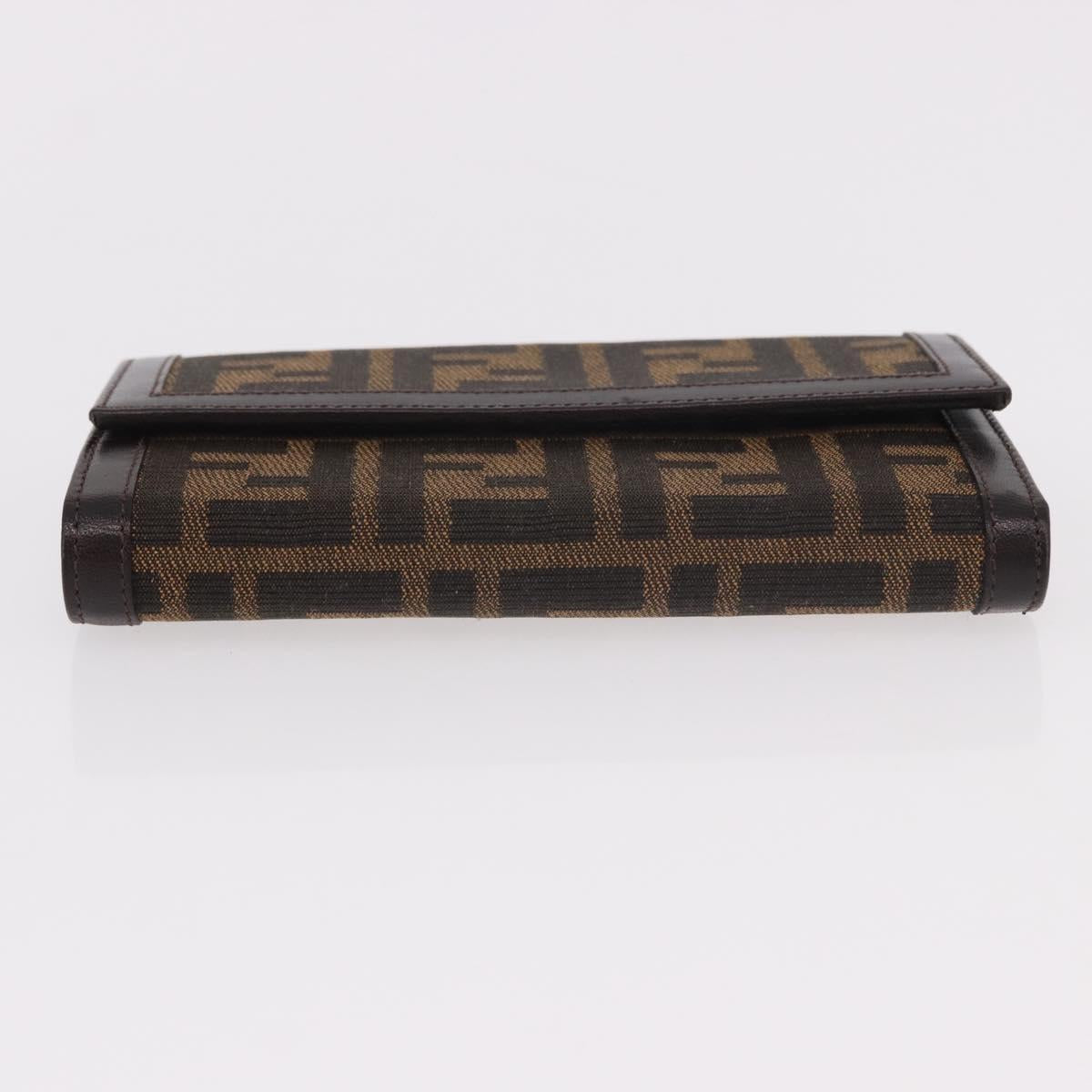 FENDI Zucca Canvas Wallet Black Brown Auth 191381V
