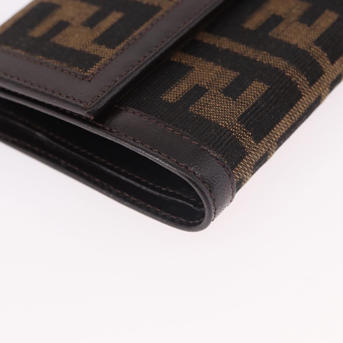 FENDI Zucca Canvas Wallet Black Brown Auth 191381V