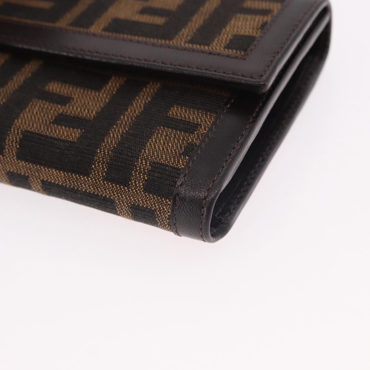 FENDI Zucca Canvas Wallet Black Brown Auth 191381V
