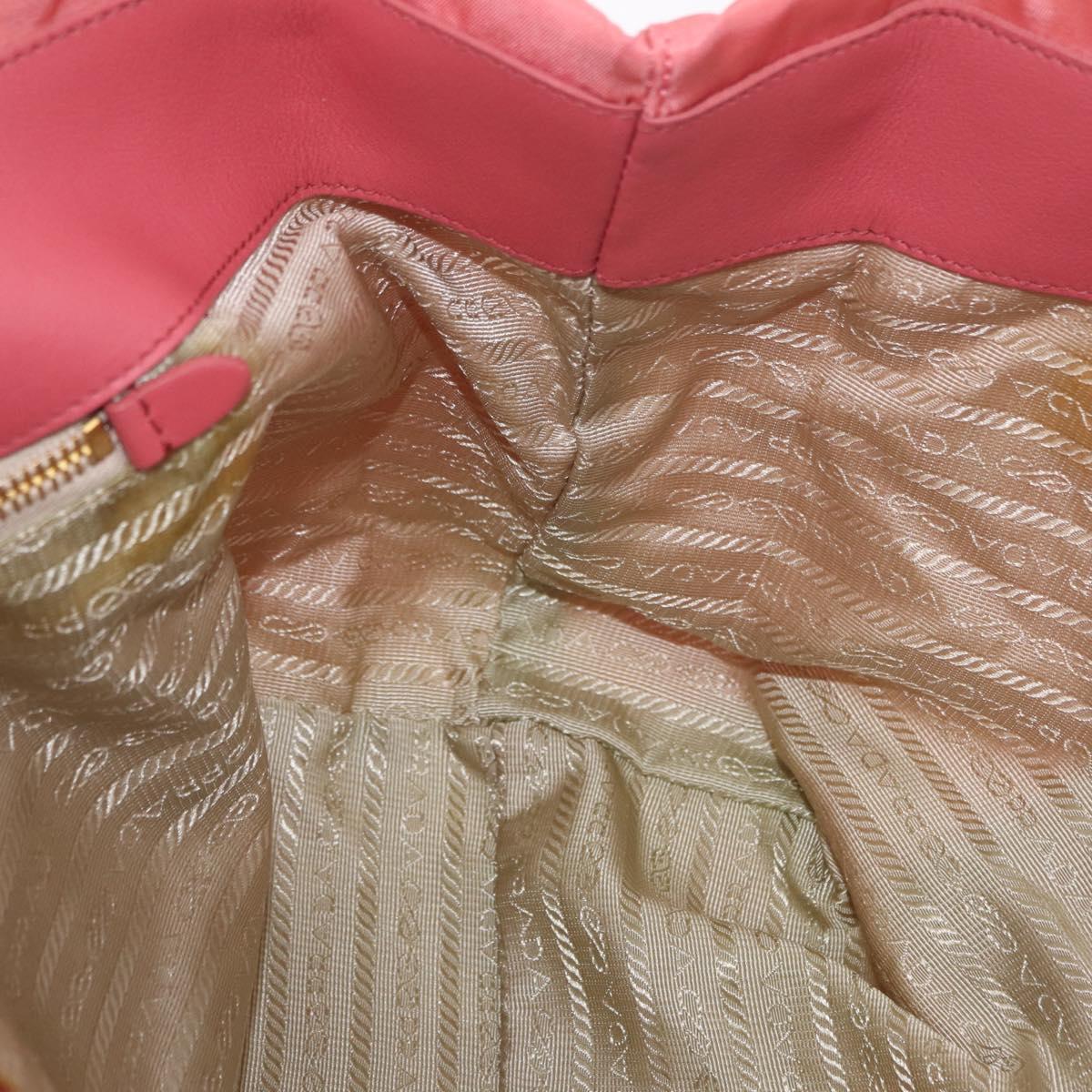PRADA Ribbon Hand Bag Nylon Pink Gold Auth 191389A