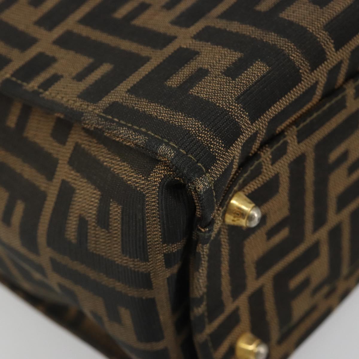 FENDI Zucca Canvas Vanity Hand Bag Black Brown Auth 191413
