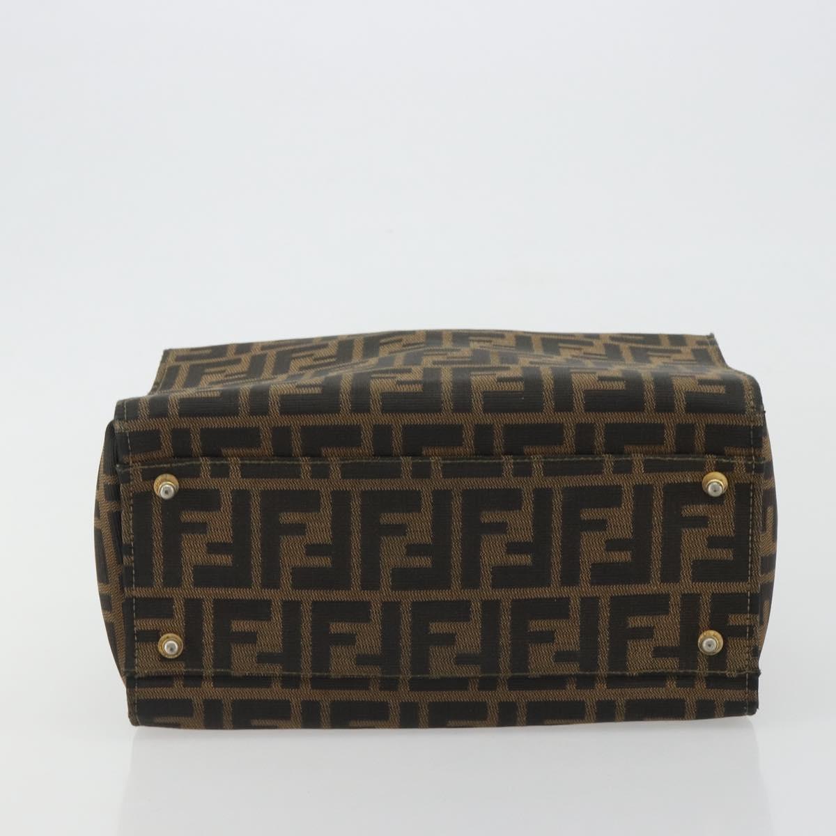 FENDI Zucca Canvas Vanity Hand Bag Black Brown Auth 191413