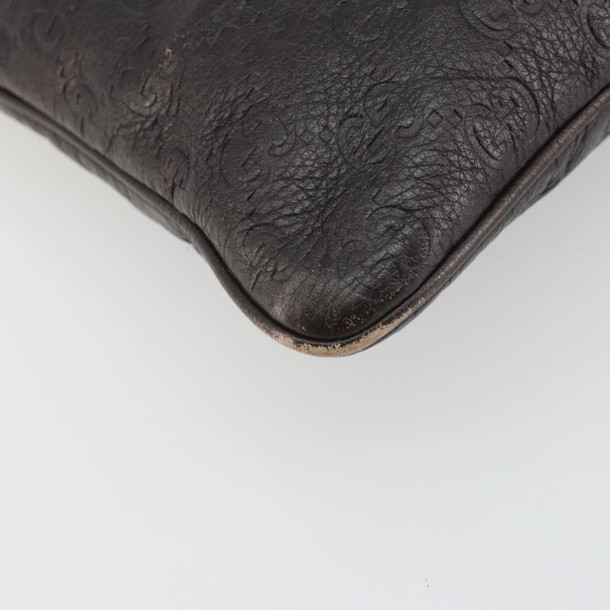 GUCCI GG Canvas Guccissima Bag Leather Dark Brown Gold 201538 Auth 191414
