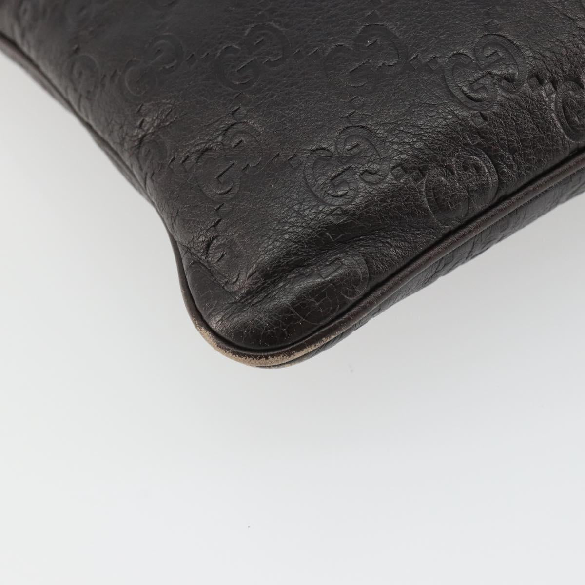 GUCCI GG Canvas Guccissima Bag Leather Dark Brown Gold 201538 Auth 191414