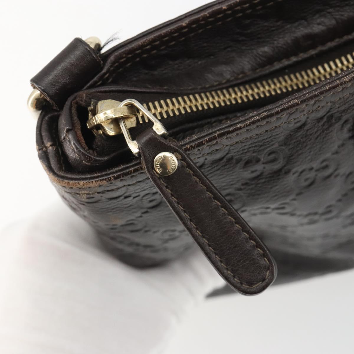 GUCCI GG Canvas Guccissima Bag Leather Dark Brown Gold 201538 Auth 191414
