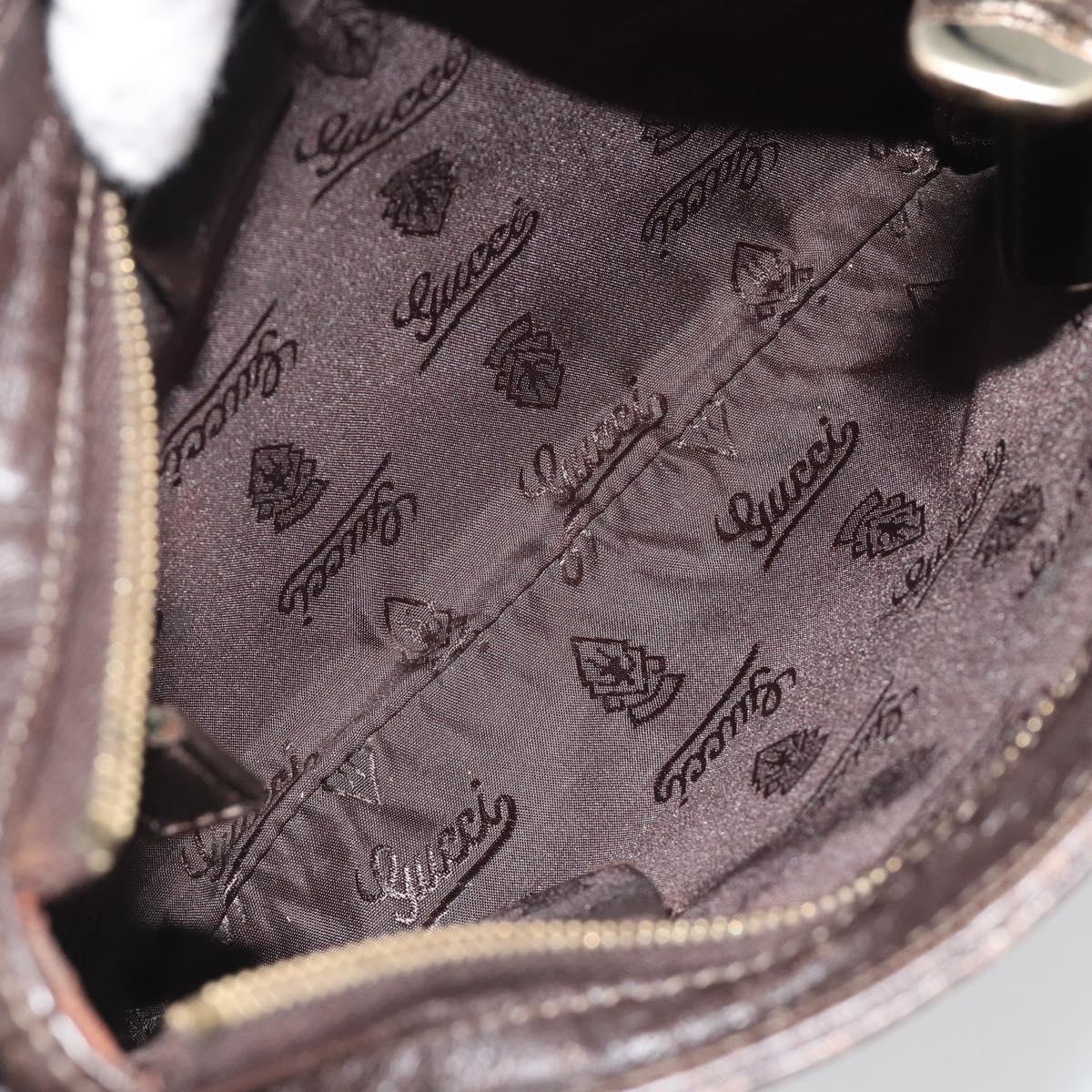 GUCCI GG Canvas Guccissima Bag Leather Dark Brown Gold 201538 Auth 191414