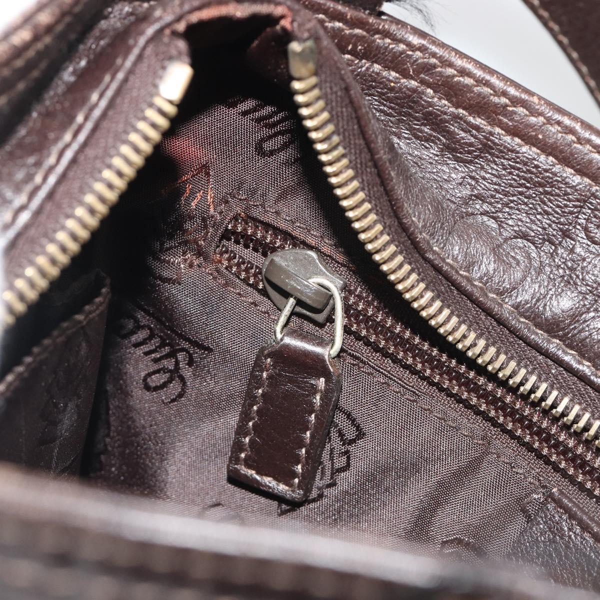 GUCCI GG Canvas Guccissima Bag Leather Dark Brown Gold 201538 Auth 191414