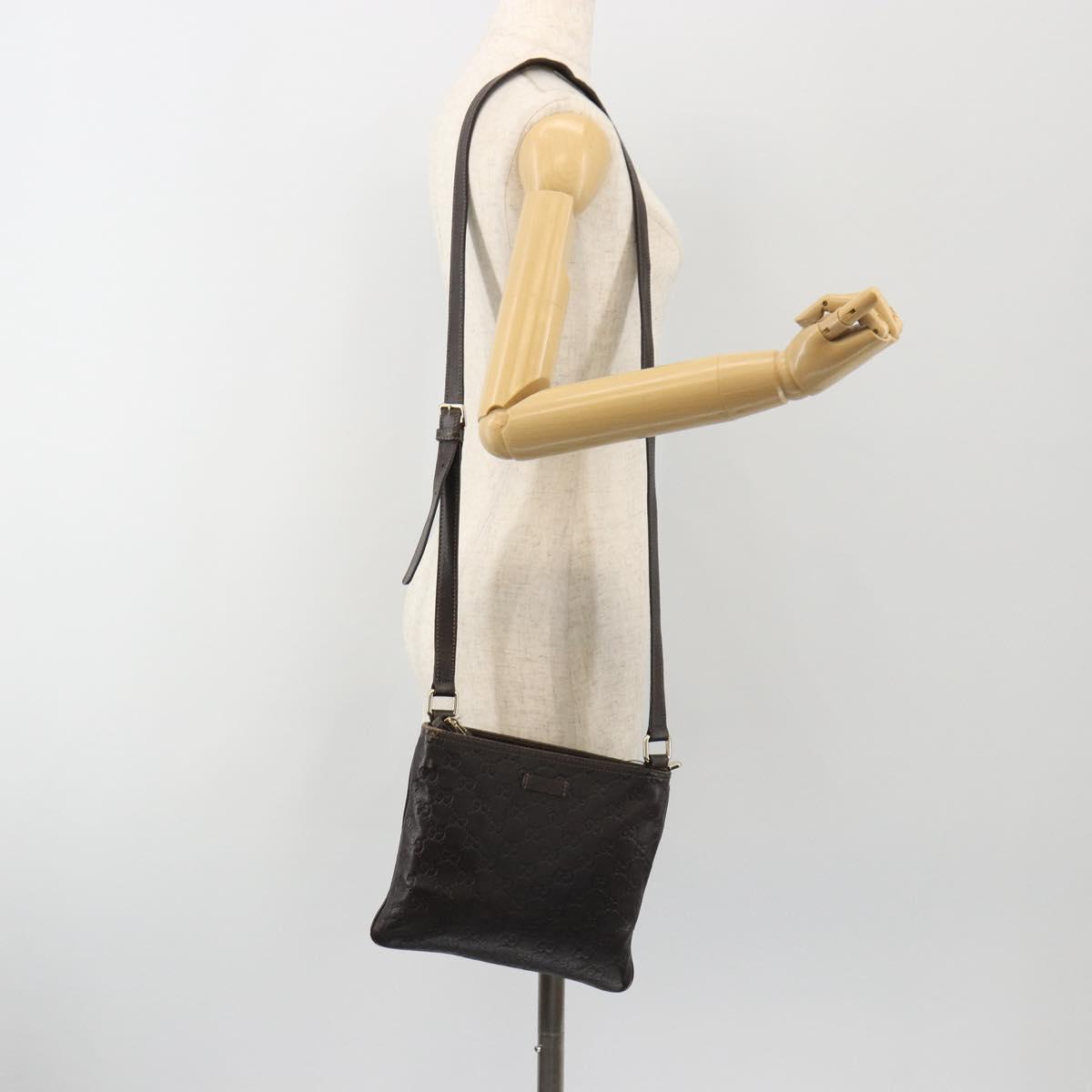 GUCCI GG Canvas Guccissima Bag Leather Dark Brown Gold 201538 Auth 191414