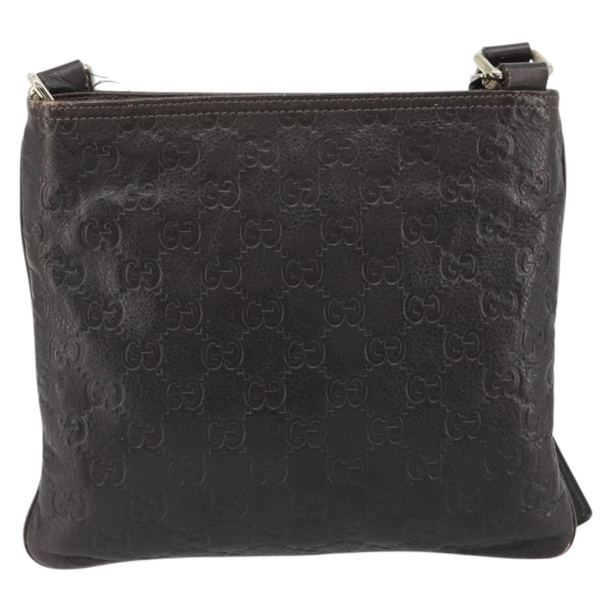 GUCCI GG Canvas Guccissima Bag Leather Dark Brown Gold 201538 Auth 191414