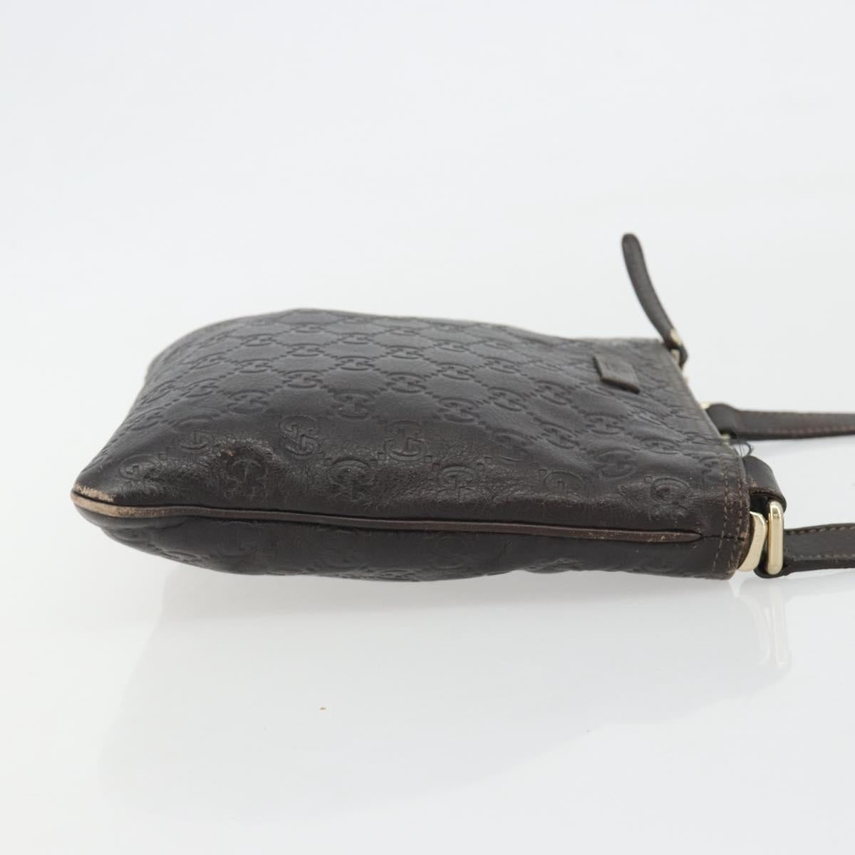 GUCCI GG Canvas Guccissima Bag Leather Dark Brown Gold 201538 Auth 191414