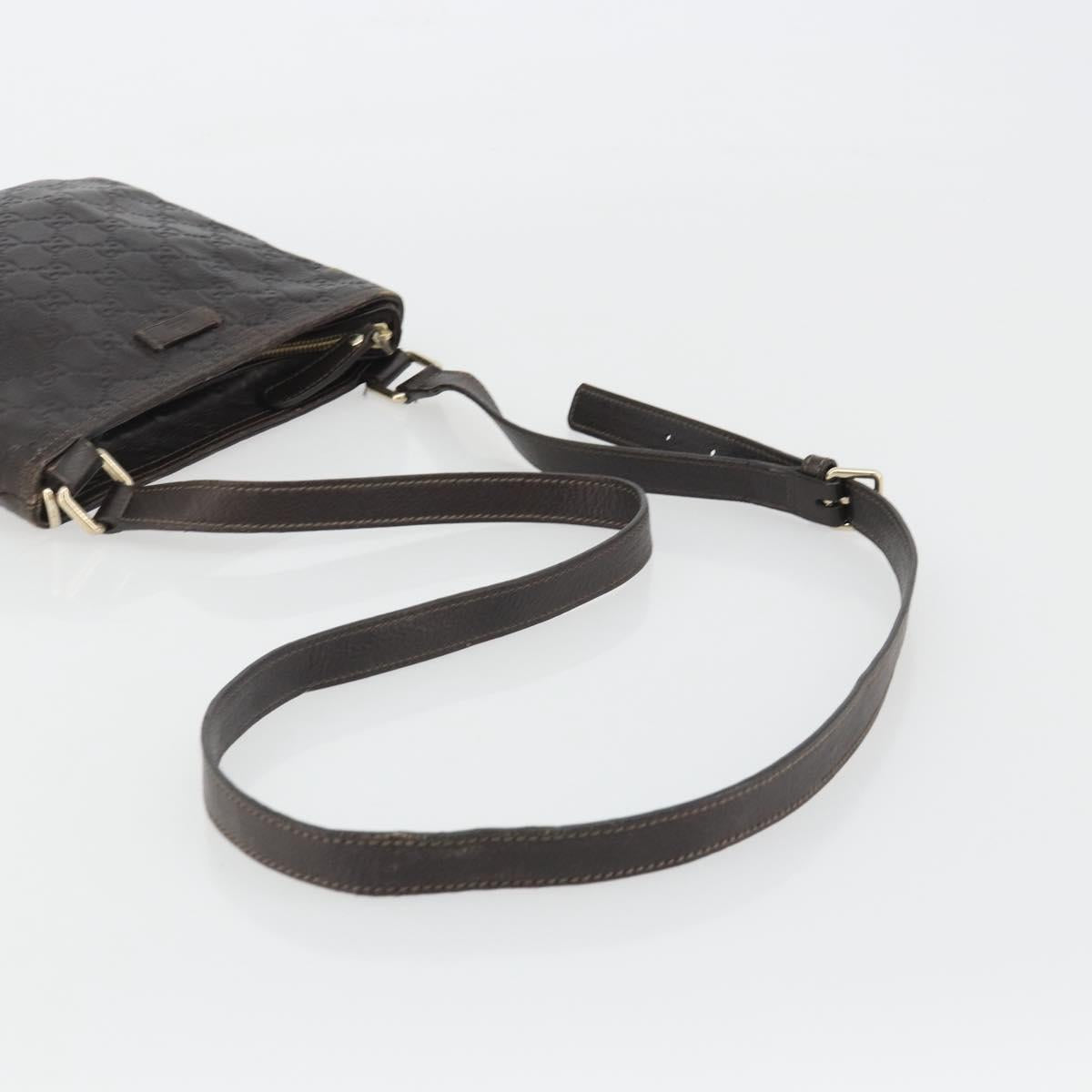 GUCCI GG Canvas Guccissima Bag Leather Dark Brown Gold 201538 Auth 191414