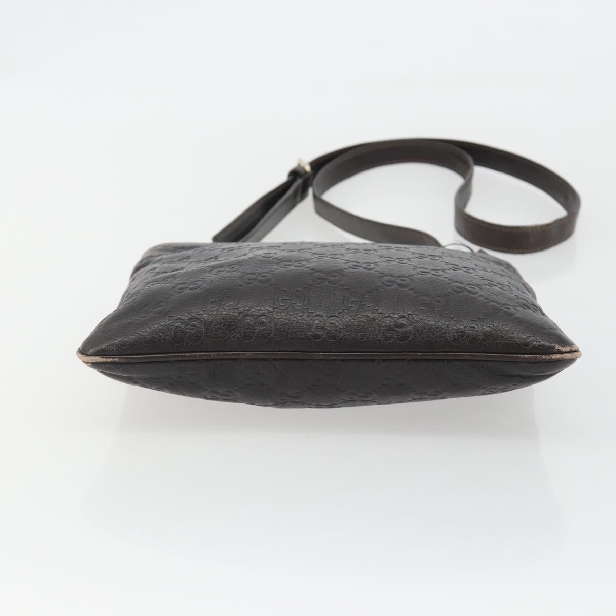 GUCCI GG Canvas Guccissima Bag Leather Dark Brown Gold 201538 Auth 191414
