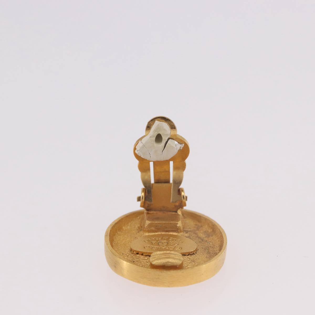 CHANEL COCO Mark Earring Metal Gold Tone CC Auth 191417