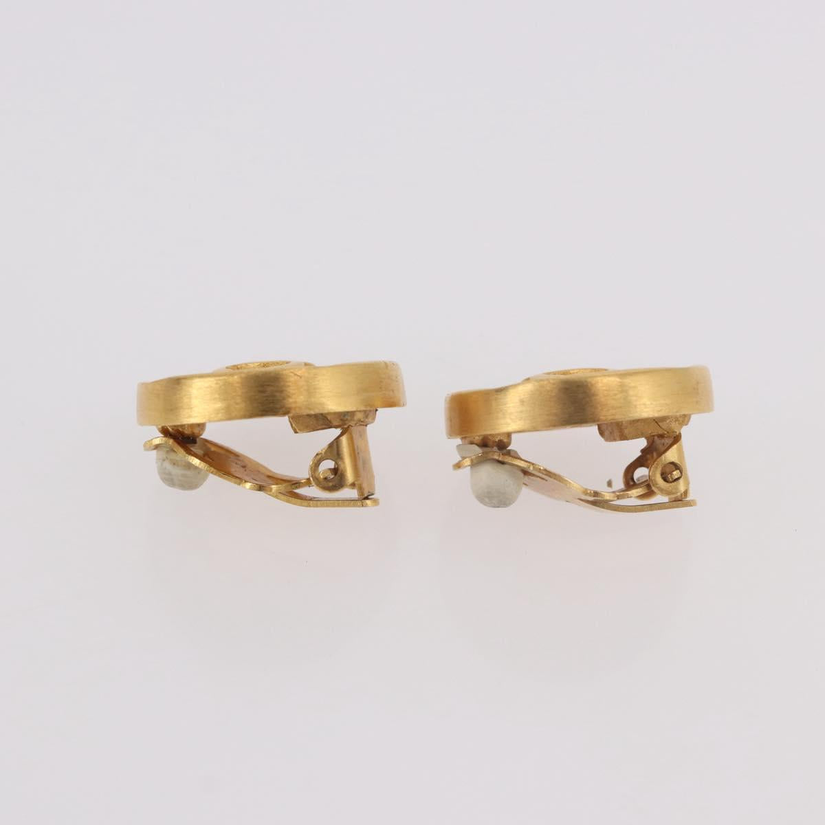 CHANEL COCO Mark Earring Metal Gold Tone CC Auth 191417