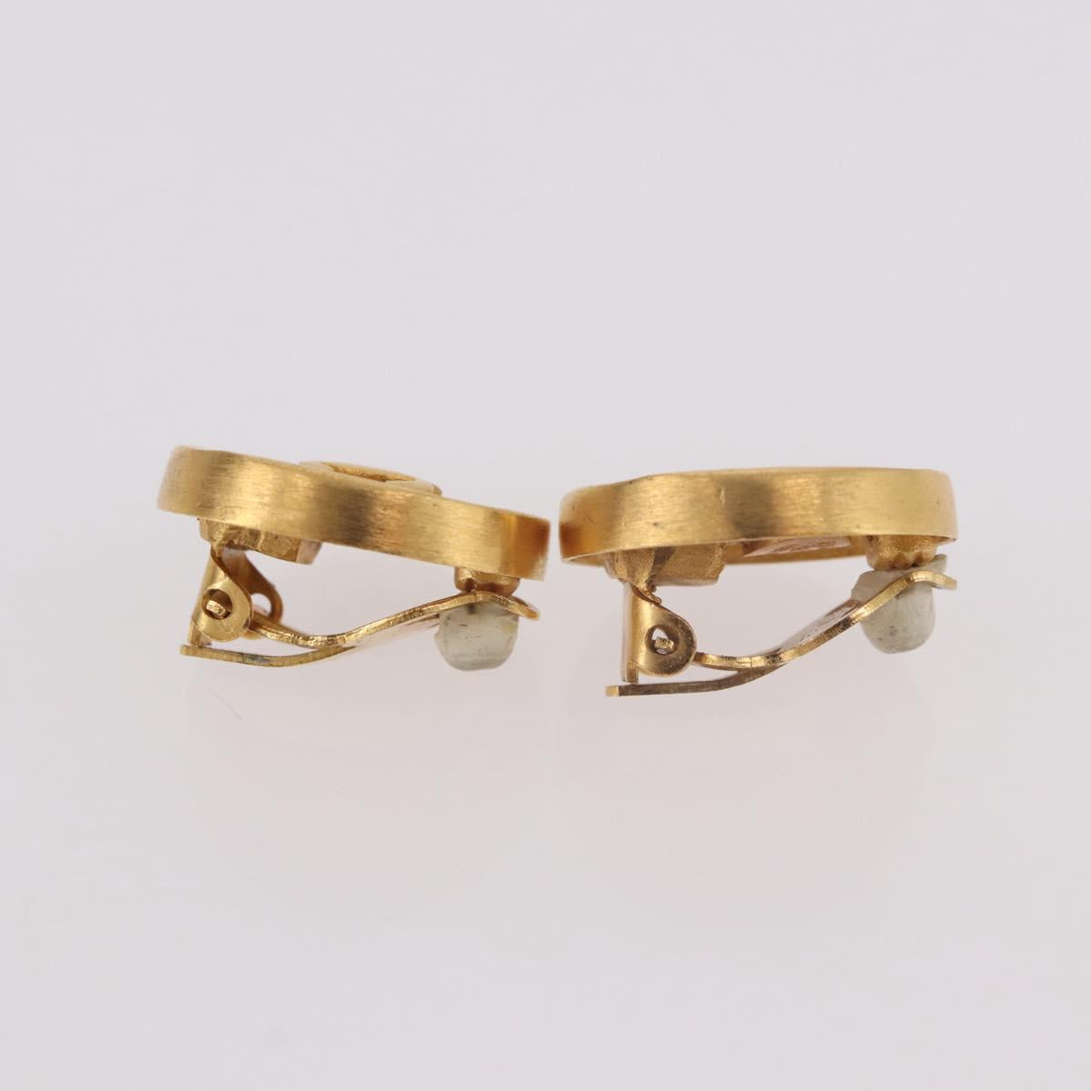 CHANEL COCO Mark Earring Metal Gold Tone CC Auth 191417