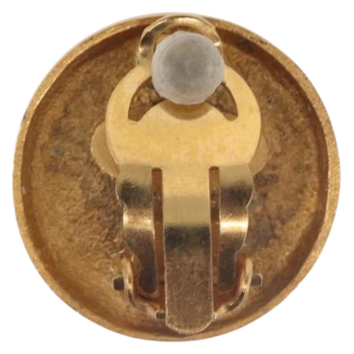 CHANEL COCO Mark Earring Metal Gold Tone CC Auth 191417