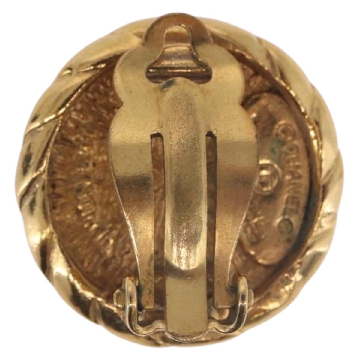 CHANEL COCO Mark Earring Metal Gold Tone CC Auth 191418V