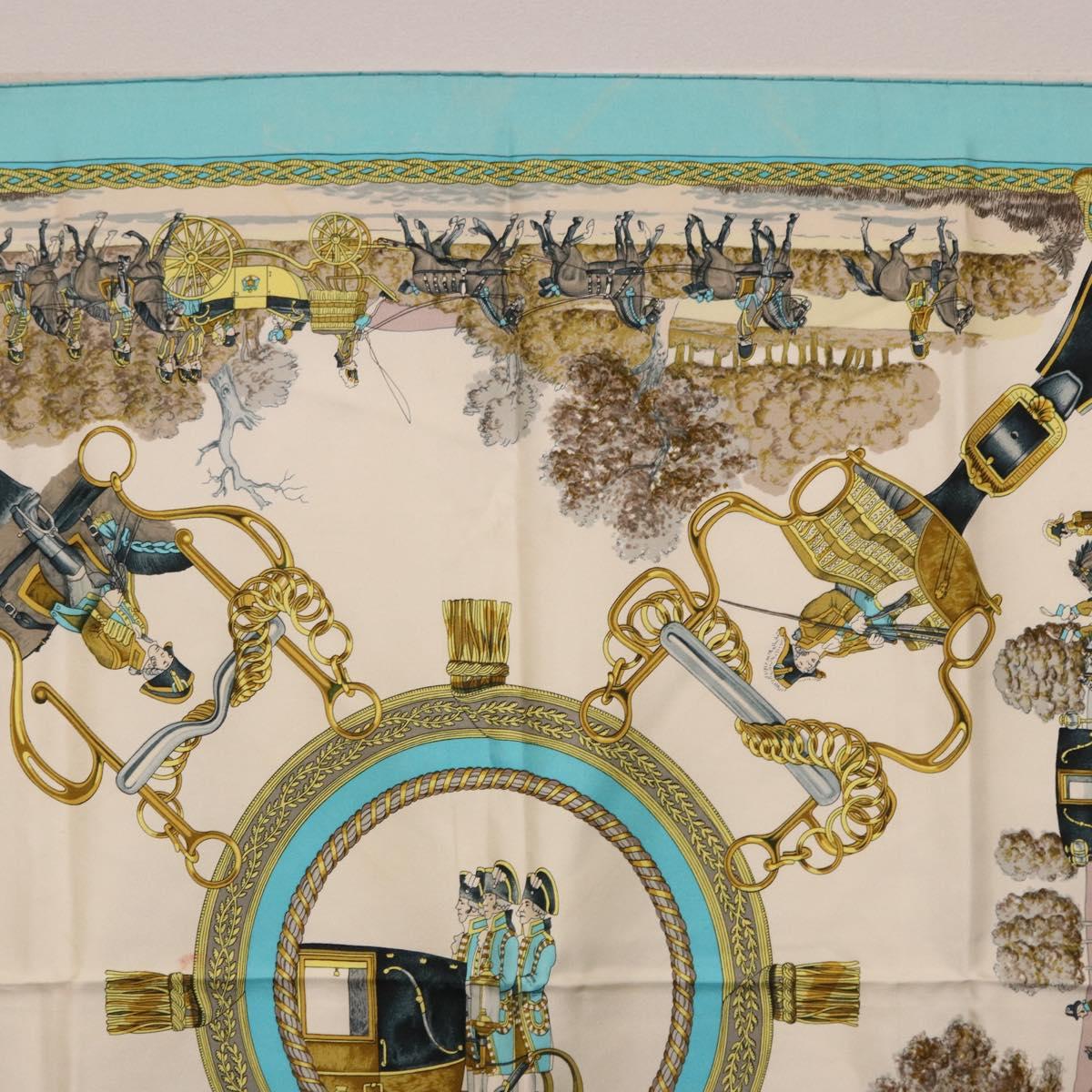 HERMES Carre 90 Scarf Silk Light Blue Auth 191431