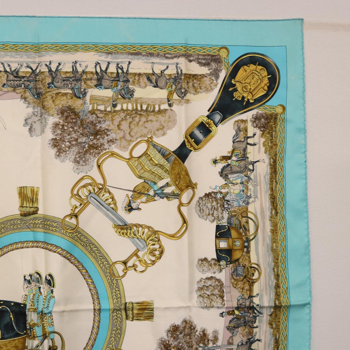 HERMES Carre 90 Scarf Silk Light Blue Auth 191431
