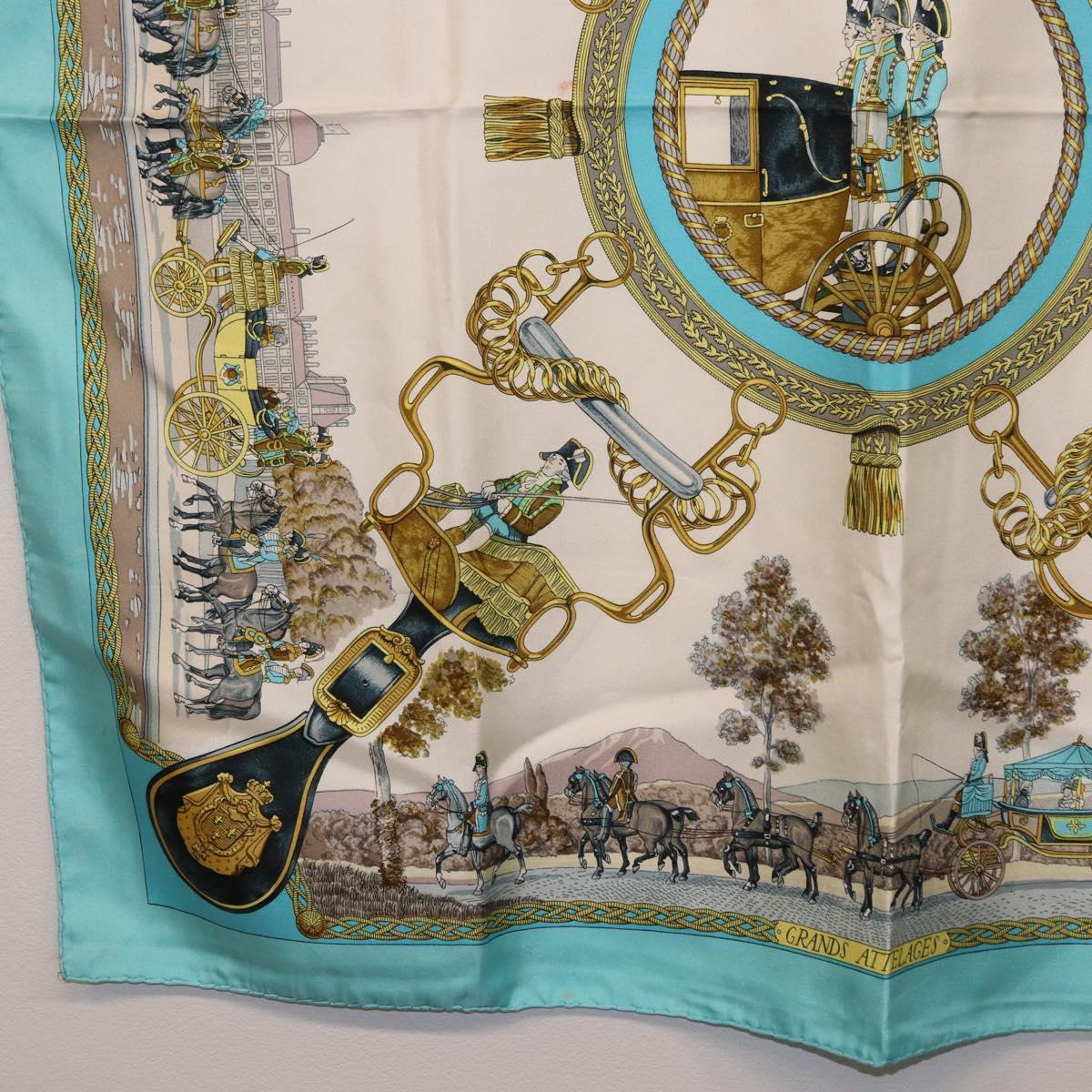 HERMES Carre 90 Scarf Silk Light Blue Auth 191431