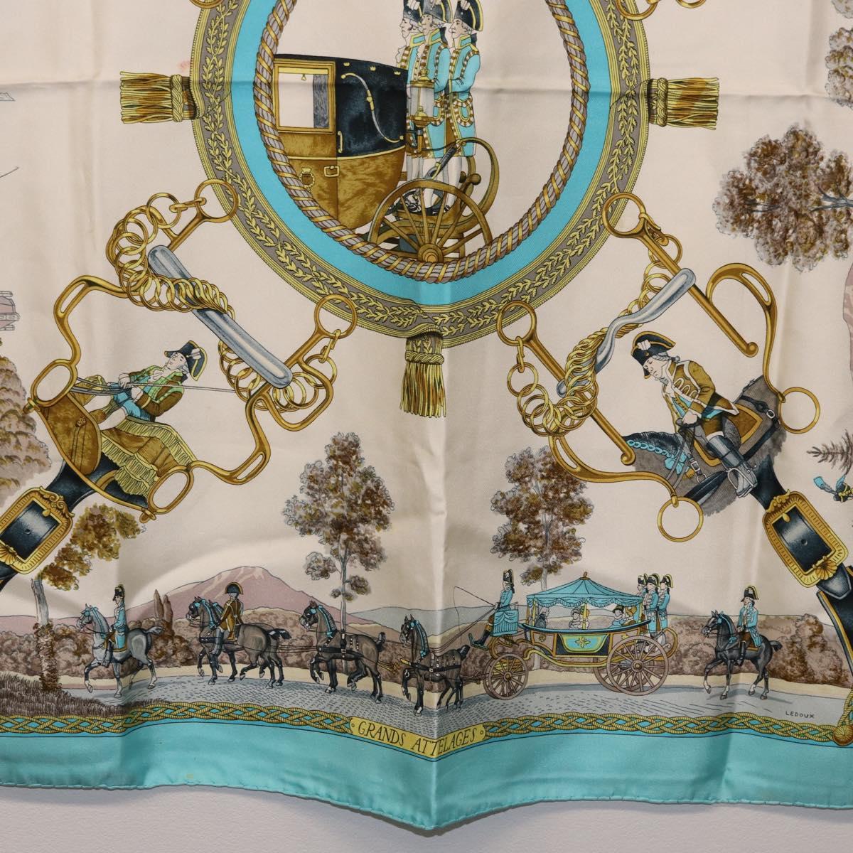 HERMES Carre 90 Scarf Silk Light Blue Auth 191431