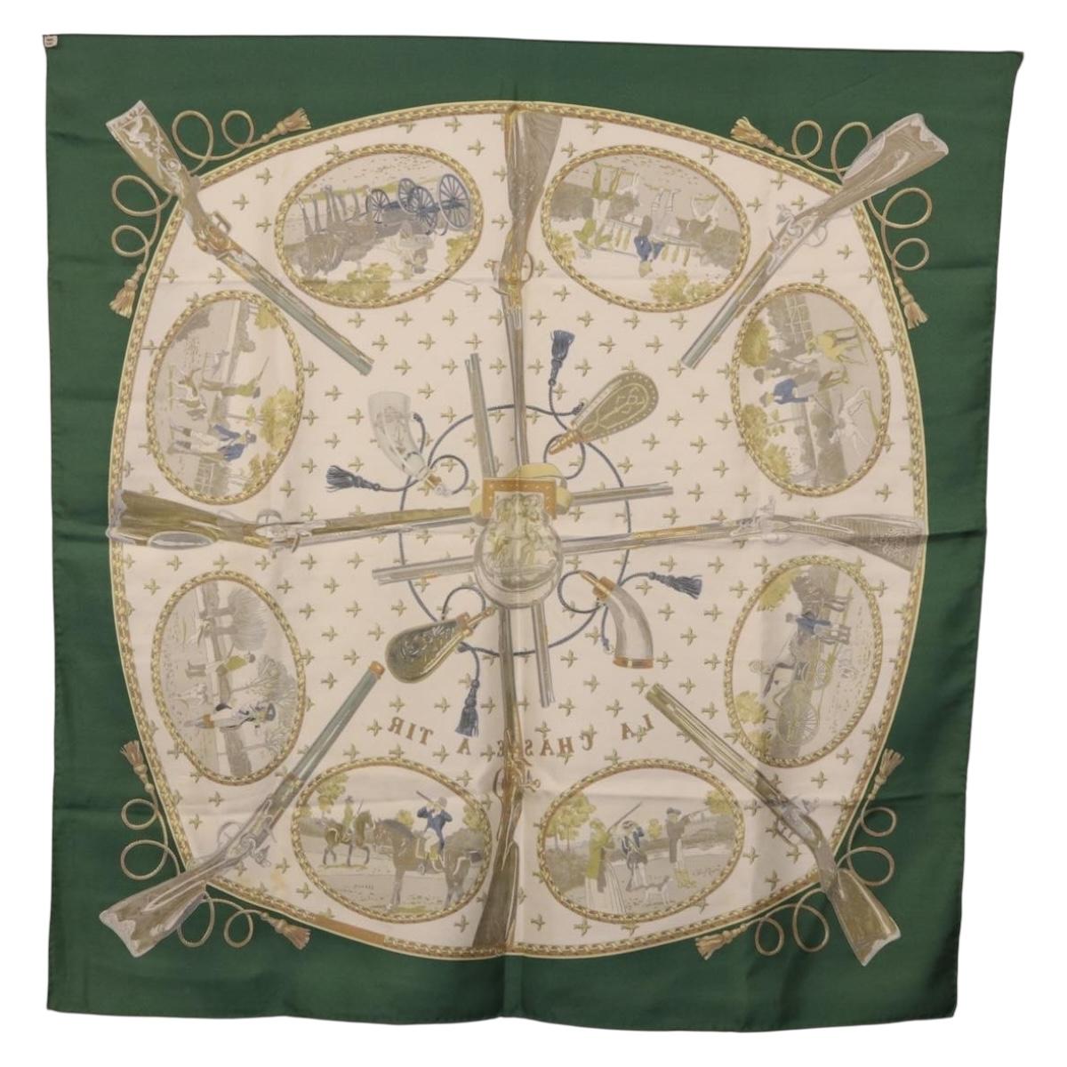 HERMES Carre 90 Scarf Silk Green Auth 191434